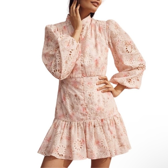 NWT! Bardot Hendry Long-Sleeve Floral Lace Mini Dress - Multiple 🪐 - Picture 3 of 13